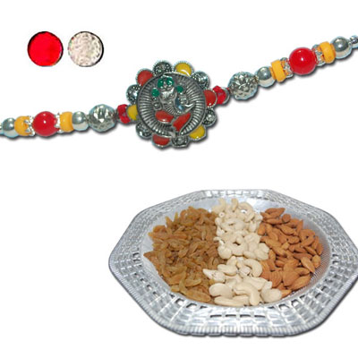 "Rakhi - ZR-5540 A (Single Rakhi),  Dryfruit Thali - code RD200 - Click here to View more details about this Product